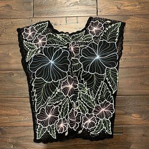 Embroidered Hibiscus Top / Coverup
